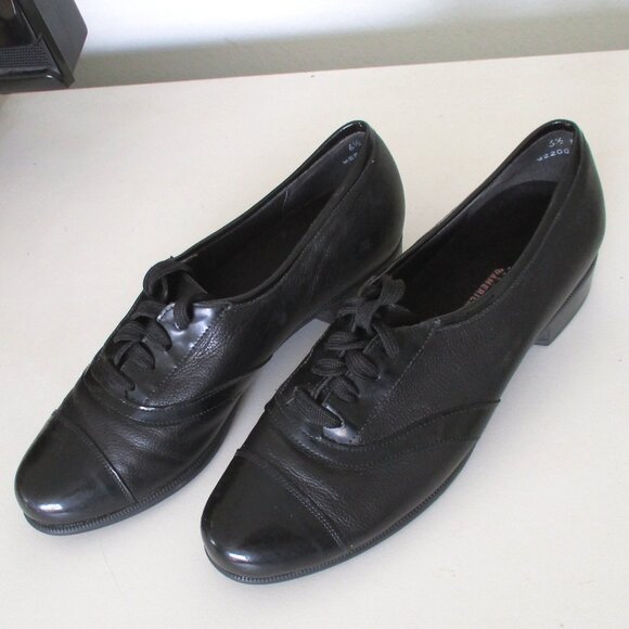Munro American Womens Black Leather Lace-up Cap Toe Oxford Shoe NWOB - Size 6.5M - Picture 1 of 8